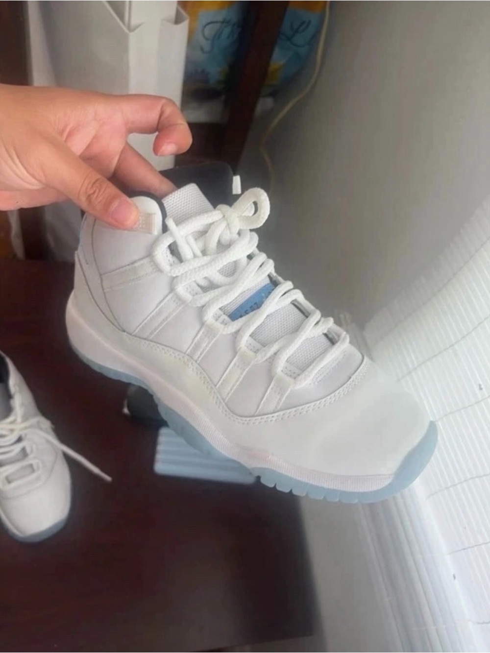 Jordan Kids White and Light Blue High-Top Sneakers